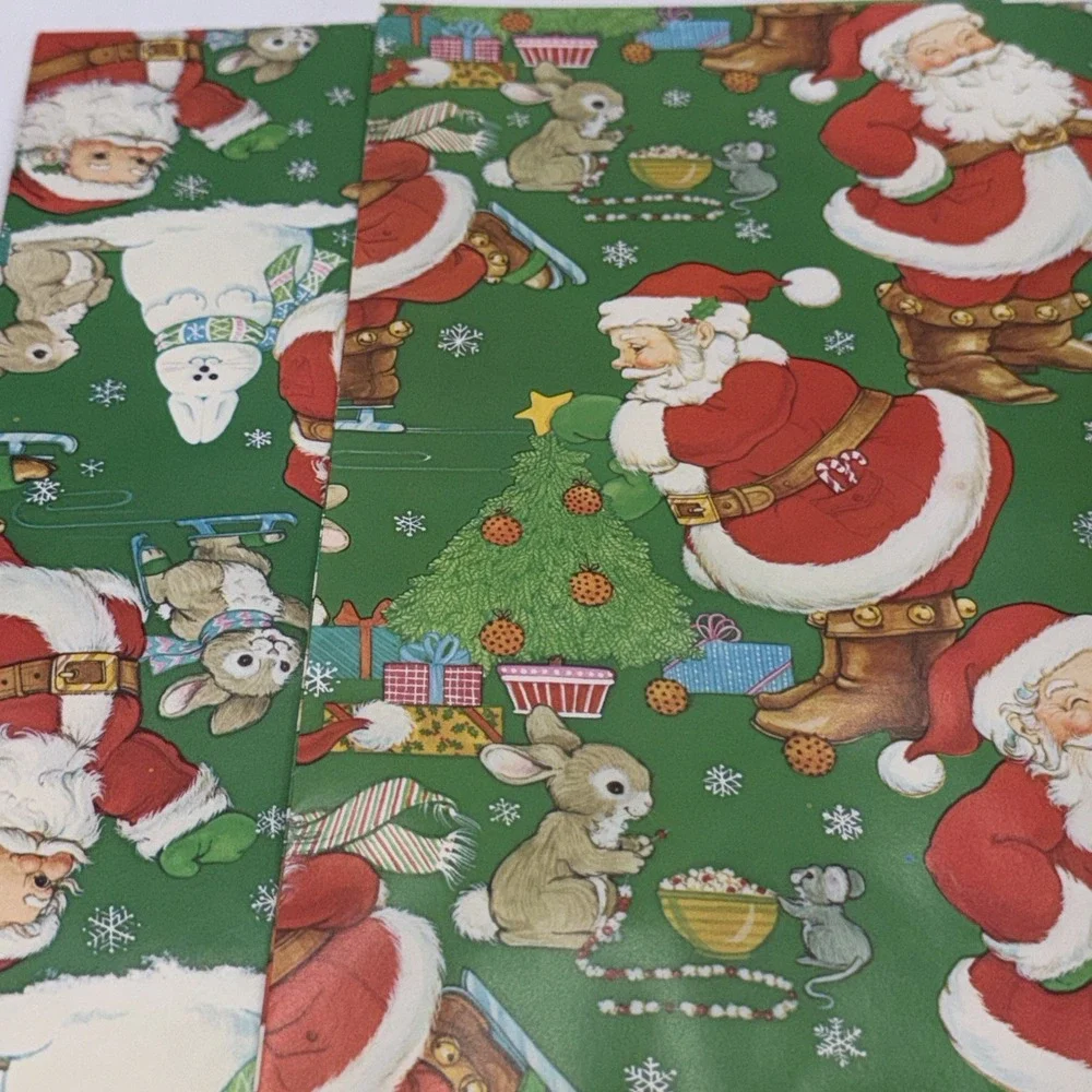 NOS Sheets Vintage Flat Vintage Christmas Gift Wrap + Cards Current Co. 1982